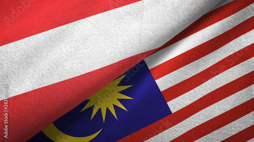 Austria and Malaysia two flags textile cloth, fabric texture