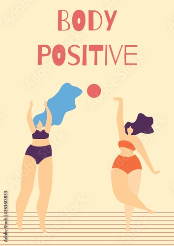 Body Positive Motivate Woman Text Cartoon Card