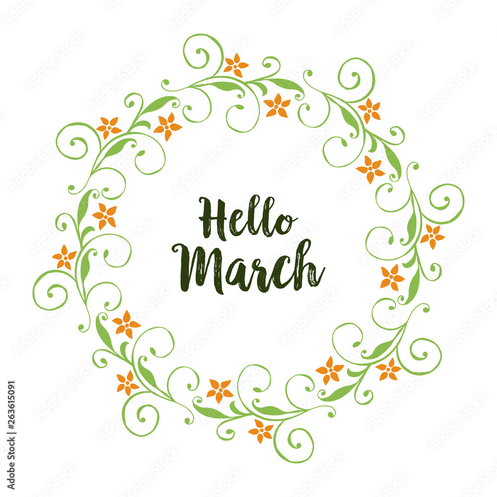 Vector illustration leaf flower frame for lettering style hello march