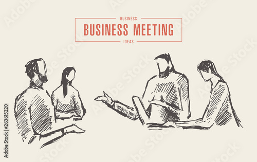 Team working new project business meeting vector