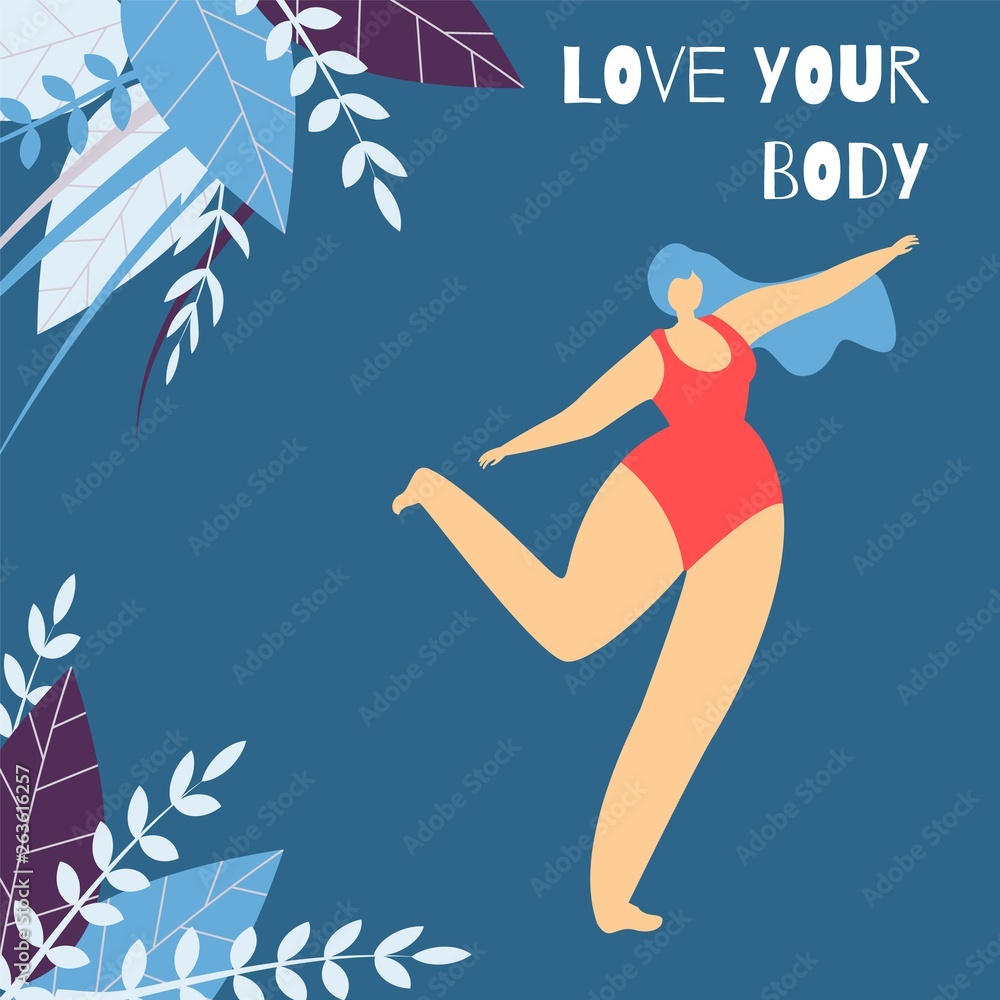 Love Body Positive Lettering Flat Design Banner