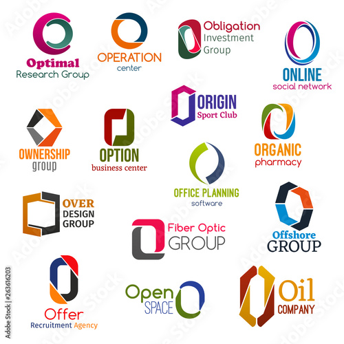 O letter corporate identity, business icons