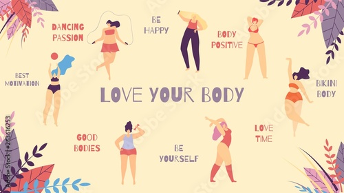 Love Your Body Best Motivational Slogan Banner