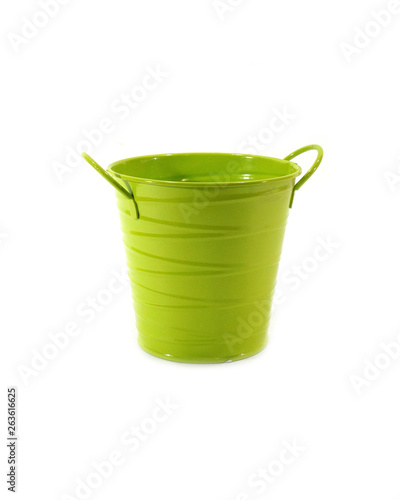  Metal bucket on a white background
