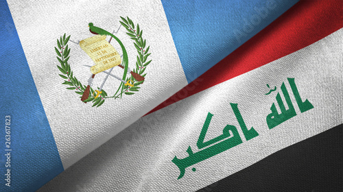Guatemala and Iraq two flags textile cloth
