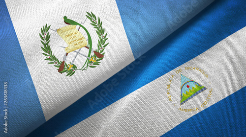Guatemala and Nicaragua two flags textile cloth, fabric texture