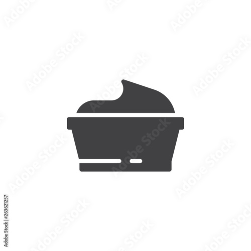 Sour cream bowl vector icon. filled flat sign for mobile concept and web design. Bowl of sour sauce mayonnaise glyph icon. Dairy product symbol, logo illustration. Pixel perfect vector graphics