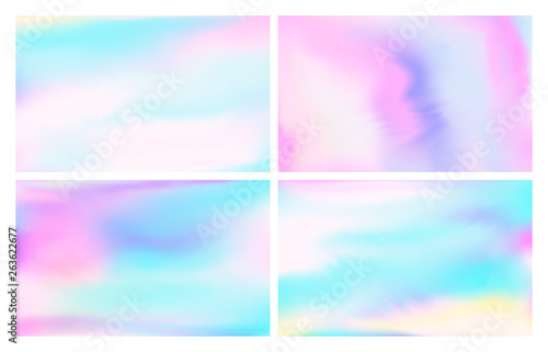 Iridescent holographic foil. Fantasy pastels sky, iridescent rainbows opal and magic colorful wallpaper vector illustration background
