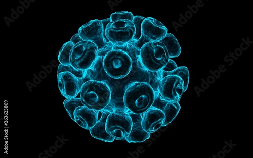 3d rendered Human Papillomavirus isolated on dark background