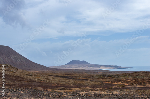 Volcanic and desert landscape of La Graciosa island