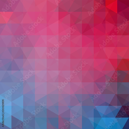 Abstract background consisting of blue, red triangles. Geometric design for business presentations or web template banner flyer. Vector illustration