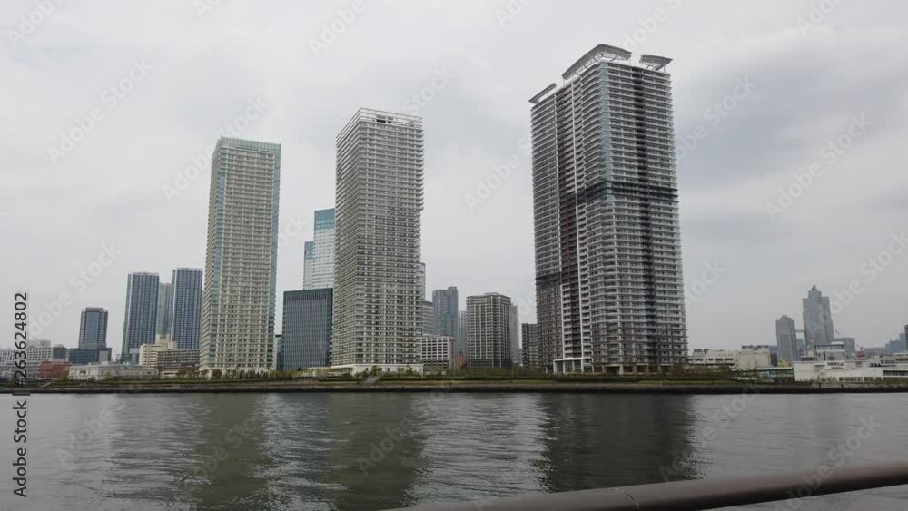 Viewing Panoramic Bayside Cityscape at Toyosu, Tokyo Viewing Panoramic Bayside Cityscape at Toyosu, Tokyo