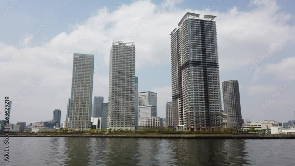 Viewing Panoramic Bayside Cityscape at Toyosu, Tokyo Viewing Panoramic Bayside Cityscape at Toyosu, Tokyo