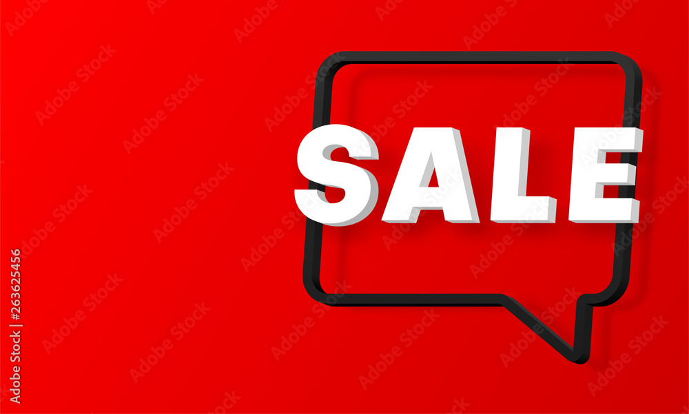 Red sale promo poster with black 3d speech bubble. Red sale promo poster with black 3d speech bubble.