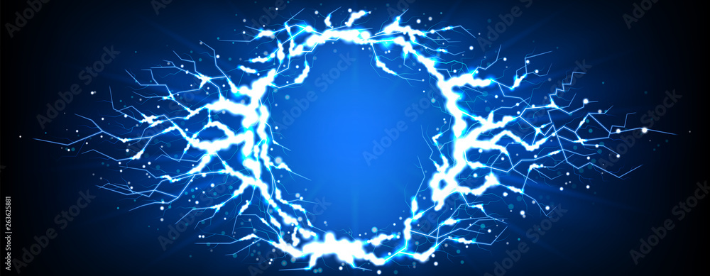 Lightning effect isolated on dark blue background. Vector illustration ...