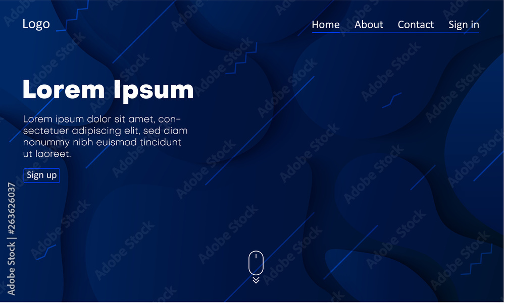 Blue web homepage template with icons and abstract geometric pattern. Blue web homepage template with icons and abstract geometric pattern.