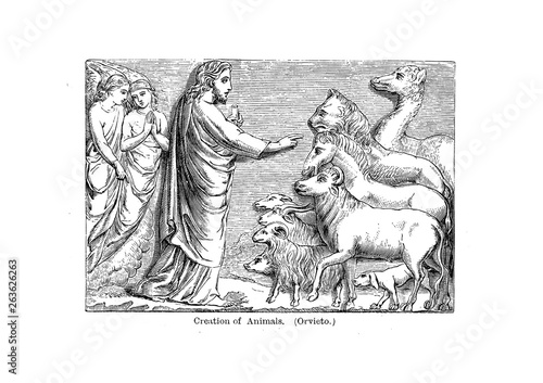Fényképezés Christian illustration. Old image