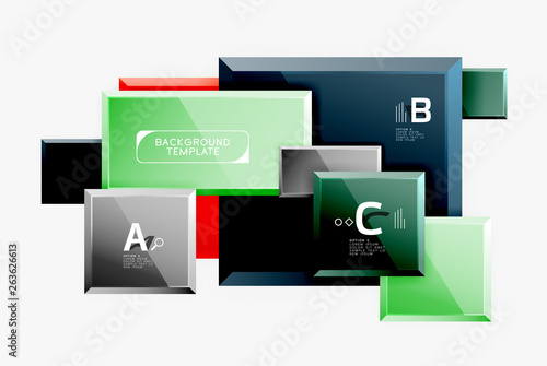 Geometrical design squares abstract banner, glossy shiny effects