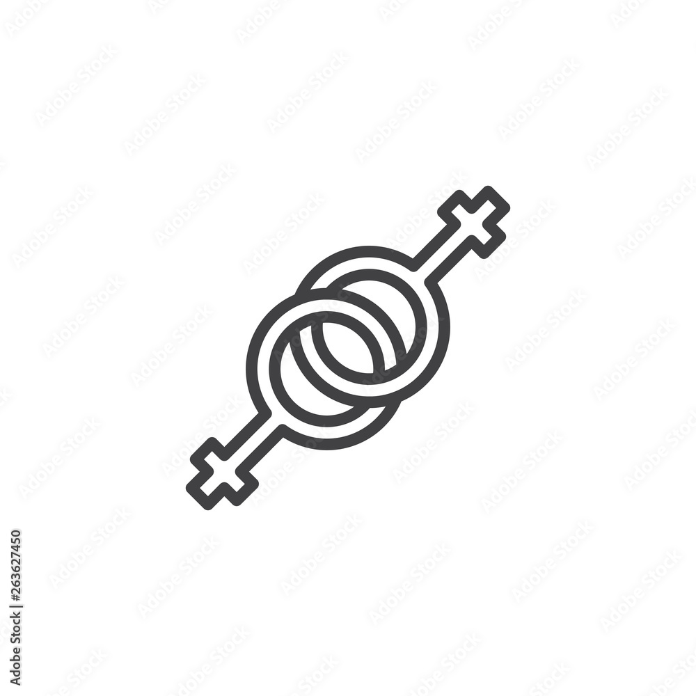 Lesbian gender sign line icon. linear style sign for mobile concept and web design. Sex, gender outline vector icon. Symbol, logo illustration. Pixel perfect vector graphics Lesbian gender sign line icon. linear style sign for mobile concept and web design. Sex, gender outline vector icon. Symbol, logo illustration. Pixel perfect vector graphics