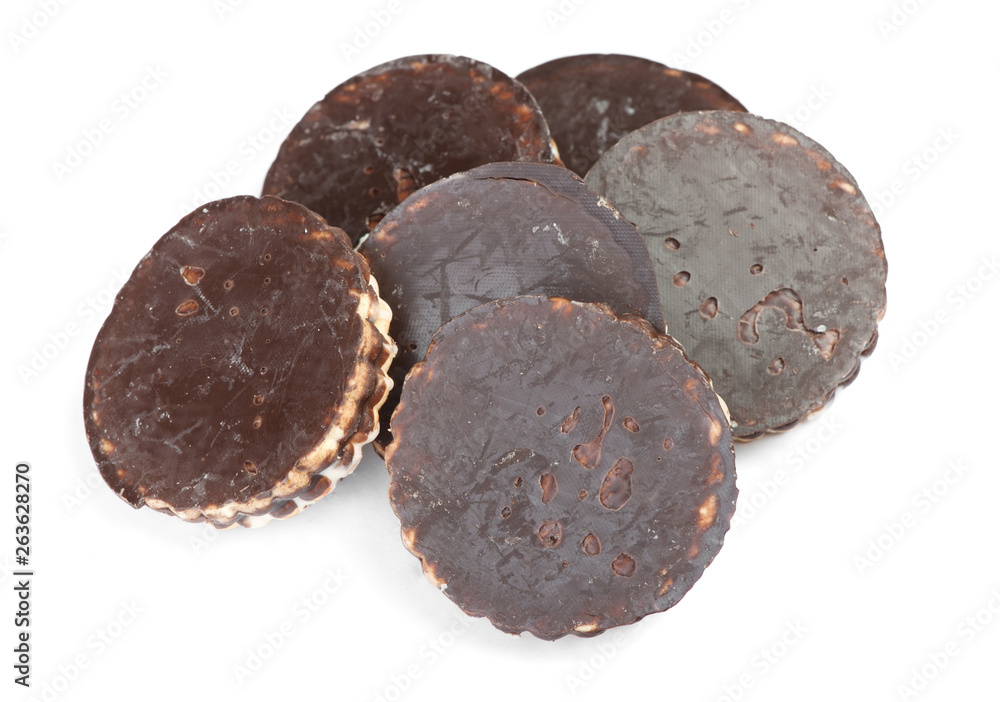 Heap of round chocolate cookies Heap of round chocolate cookies