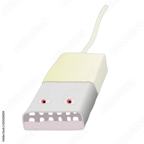 funny alive USB connector vector illustration in drawing style with gradient