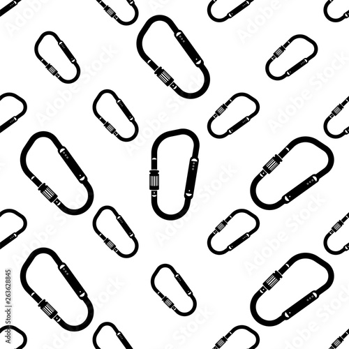 Carabiner Icon Seamless Pattern, Karabiner Icon, Metal Loop With A Spring Loaded Gate
