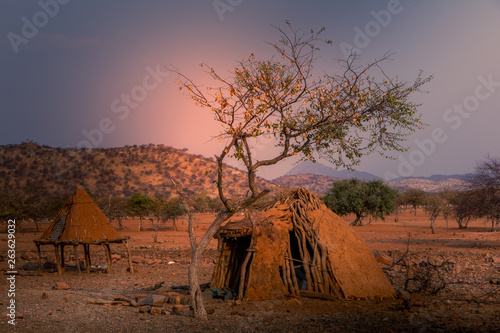 Himba village in the Epupa falls region of Namibia photo