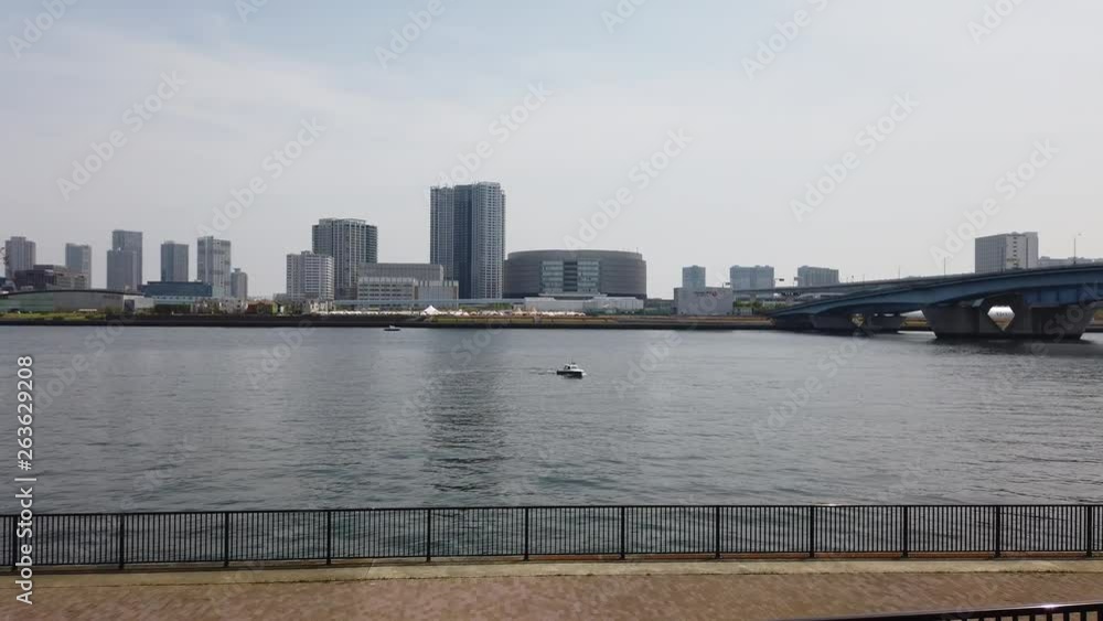 Viewing Panoramic Bayside Cityscape at Toyosu, Tokyo Viewing Panoramic Bayside Cityscape at Toyosu, Tokyo