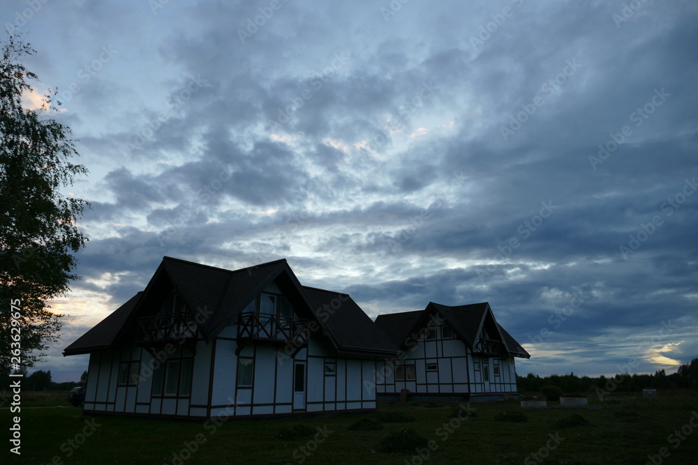 The image of clouds clouds evening sky. Natural illustration. Photography