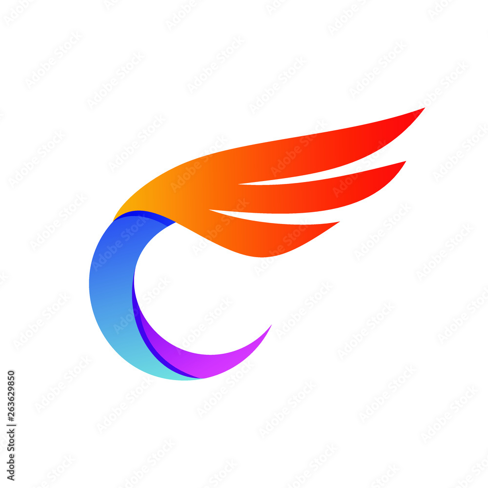 Obraz premium Letter C Wing Logo Vector