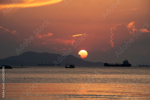 Fototapeta Naklejka Na Ścianę i Meble -  Colorful of sunset on sea scape background