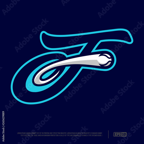 Modern professional letter emblem for sport teams. F letter