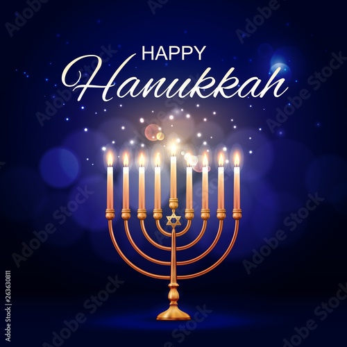 Hannukah menorah with David Star. Jewish religion