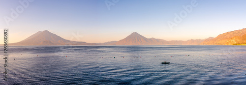Panoramic view at the Volcanos Atitlan,San Pedro and Toliman with Atitlan lake in Guatemala photo