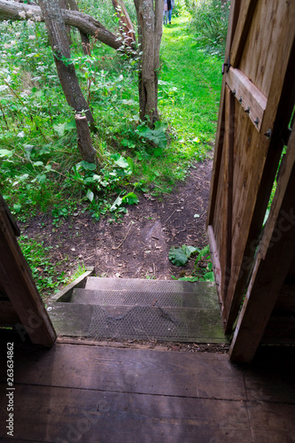 door of bird hide in nature park Dintelse Gorzen, The Netherlands photo