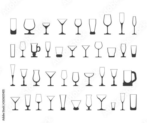 set of wine glasses. vector illustration isolated on white background