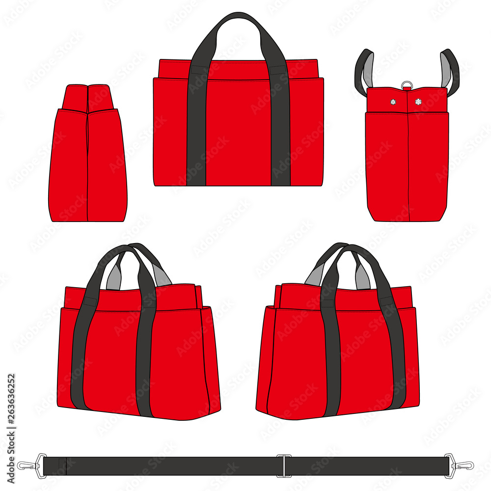 Canvas Tote bag Fashion Flat Templates Stock Vector | Adobe Stock