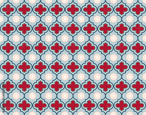 Moroccan Quatrefoil Seamless Pattern Mosaic Ogee Vector photo