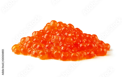 Handful of red caviar photo