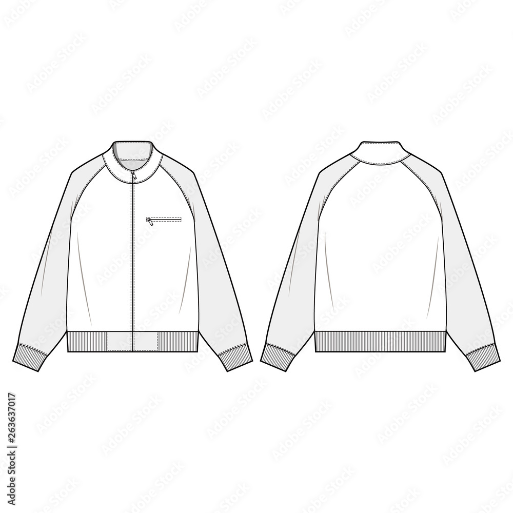 FULL ZIP JACKET Fashion Flat Templates Stock Vector | Adobe Stock