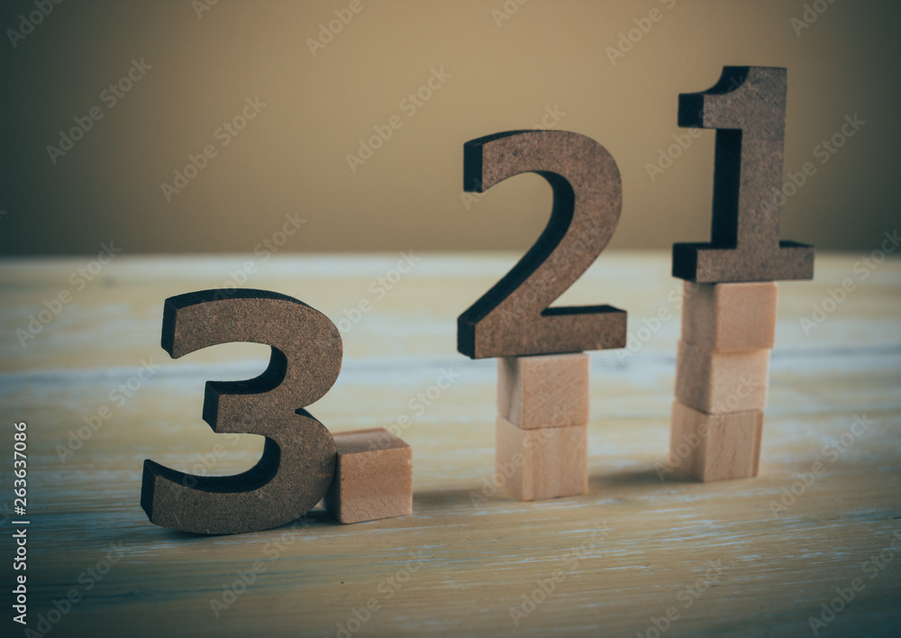 wooden cubes and numbers in ascending order. Concept of growth and development wooden cubes and numbers in ascending order. Concept of growth and development
