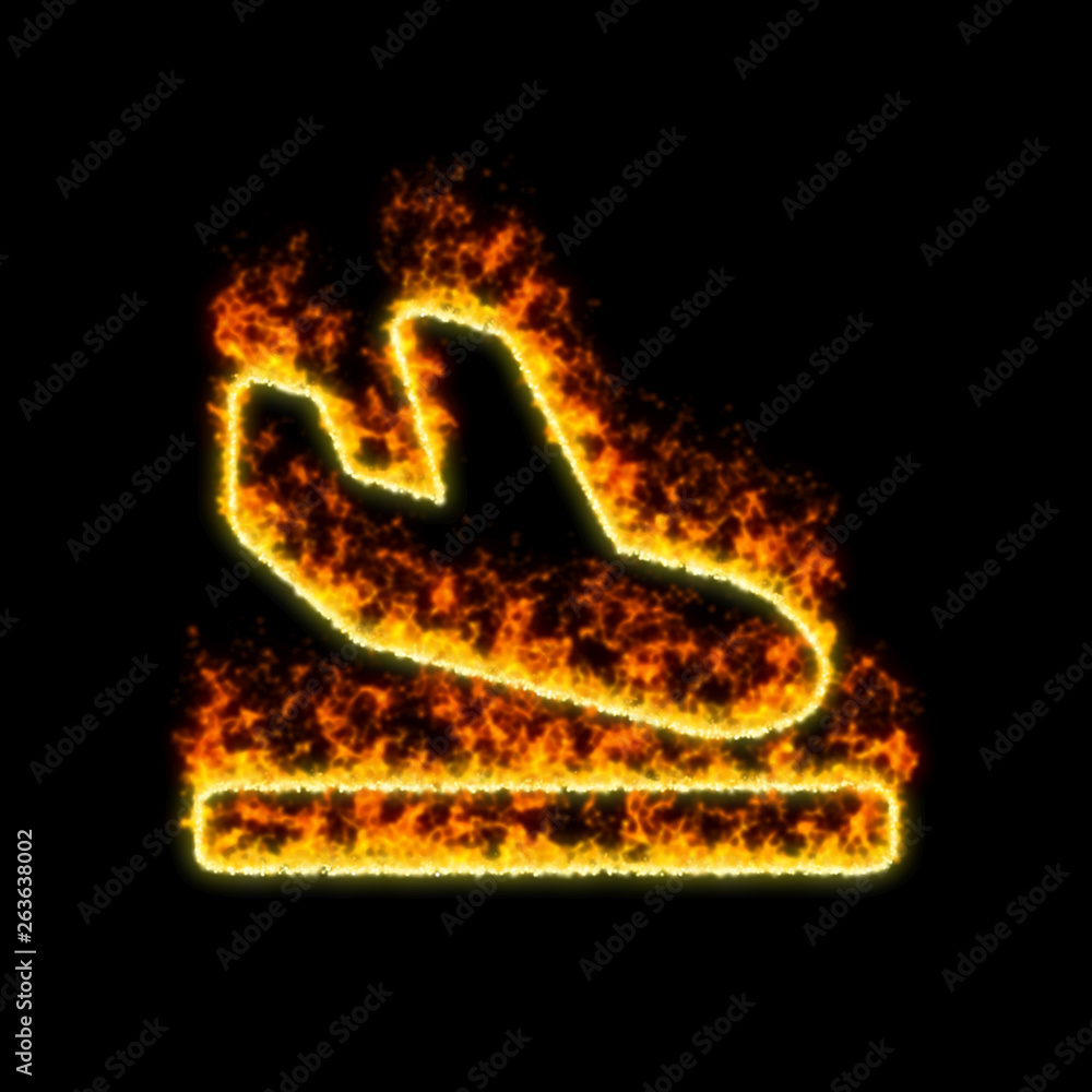 The symbol plane arrival burns in red fire The symbol plane arrival burns in red fire