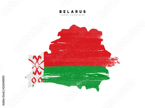 Wallpaper Mural Belarus detailed map with flag of country