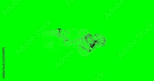 Black smoke. Isolated on green screen. 4k animation.