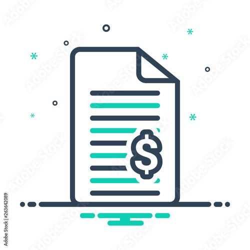 Mix line icon for bill invoice  