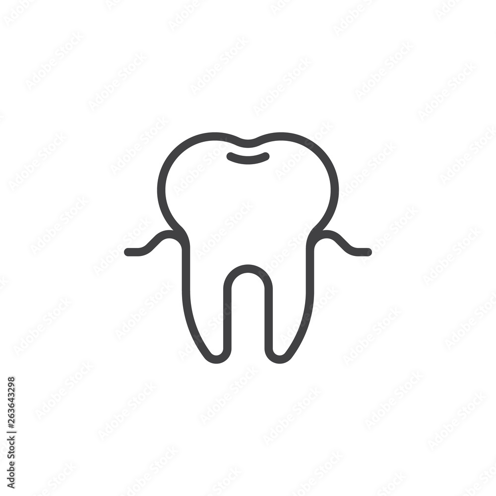 Healthy human tooth line icon. linear style sign for mobile concept and web design. Root tooth outline vector icon. Dentistry, stomatology and dental care symbol, logo illustration. Pixel perfect Healthy human tooth line icon. linear style sign for mobile concept and web design. Root tooth outline vector icon. Dentistry, stomatology and dental care symbol, logo illustration. Pixel perfect