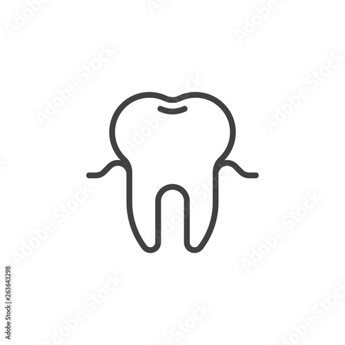 Healthy human tooth line icon. linear style sign for mobile concept and web design. Root tooth outline vector icon. Dentistry, stomatology and dental care symbol, logo illustration. Pixel perfect 