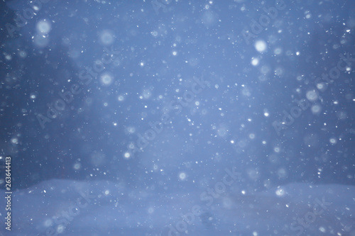 snow and fog on the winter road landscape / view of the seasonal weather a dangerous road, a winter lonely landscape photo