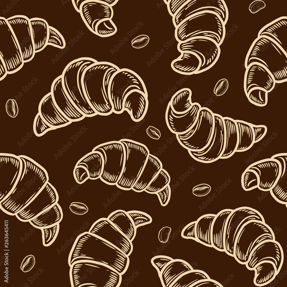 croissant and coffee bean seamless pattern croissant and coffee bean seamless pattern