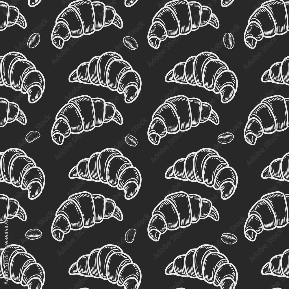 croissant and coffee bean seamless pattern croissant and coffee bean seamless pattern